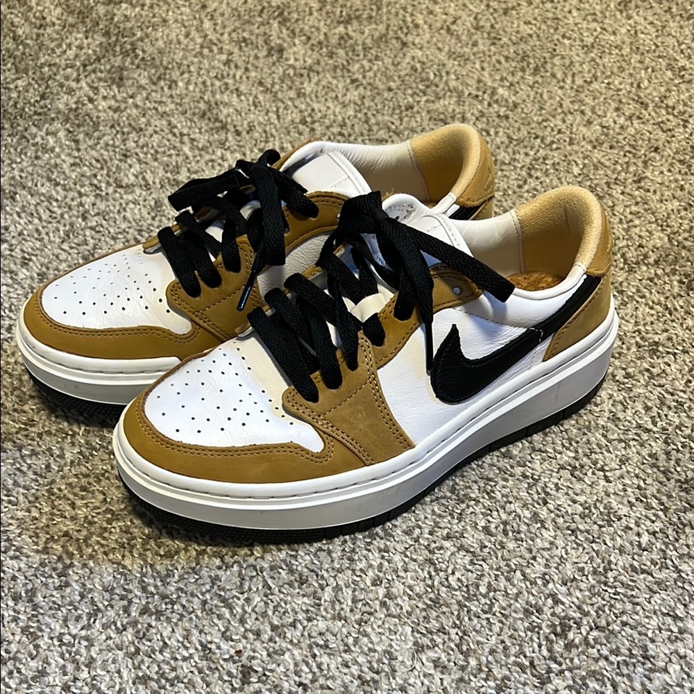 Jordan White and Tan Sneakers